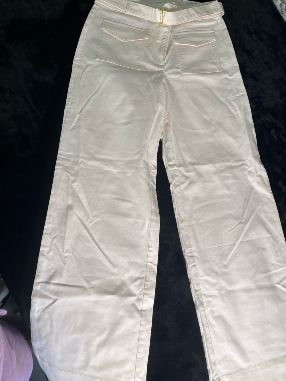 LOFT Cream Wide-Leg Pants